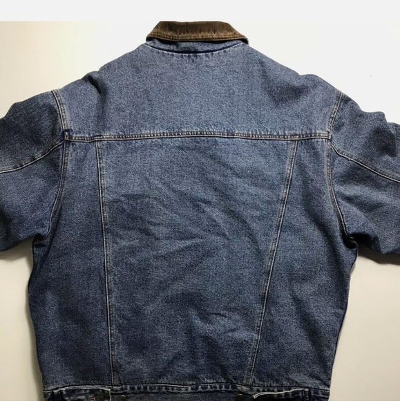 Cold Storage Mens Denim Blue Jean Lined Trucker Work Jacket Corduroy Size Large - Picture 11 of 11